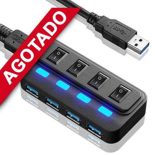 Hub USB 3.0 duplicador 4 puertos con switch