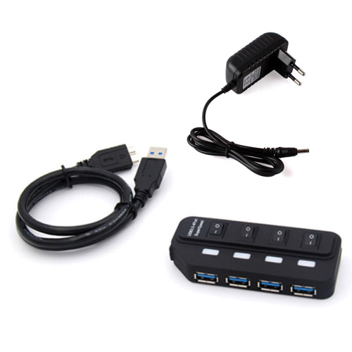 Hub USB 3.0 duplicador 4 puertos con switch