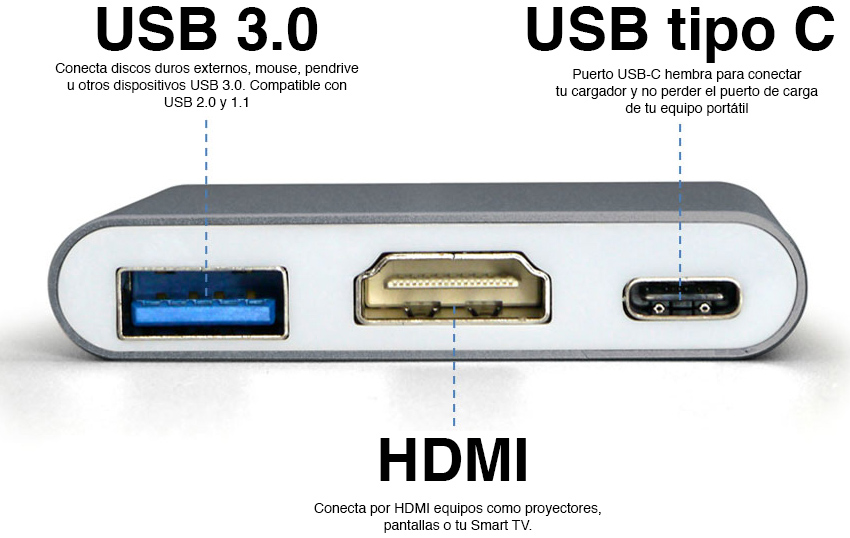 Confiar Extranjero Despertar Adaptador USB C a USB C / HDMI / USB 3.0