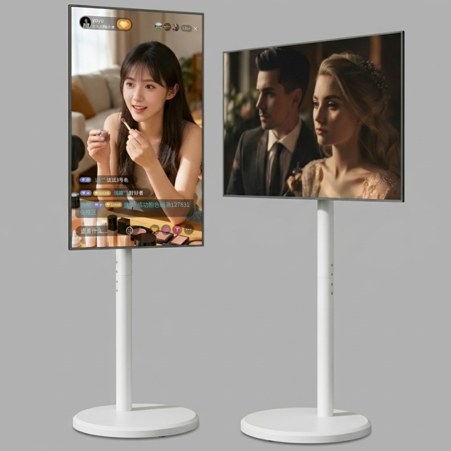 soporte-tv-1800-blanco-0001 Pedestal TV blanco vertical y horizontal 10 a 42 pulgadas, ARMADO - Imagen 1
