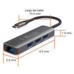 Adaptador USB C a LAN RJ45 Gigabit y 3 USB 3.0 - Imagen 3