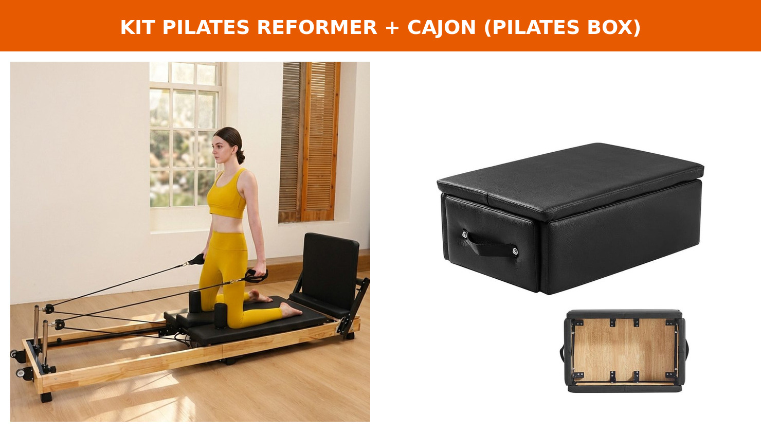 PROM-CAJON Kit Pilates Reformer Plegable + Cajón de Pilates (Pilates Box) - Imagen 1