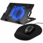 Pack Base Ventilador Notebook NW-638B + Mouse Pad Ergonómico (2 en 1)