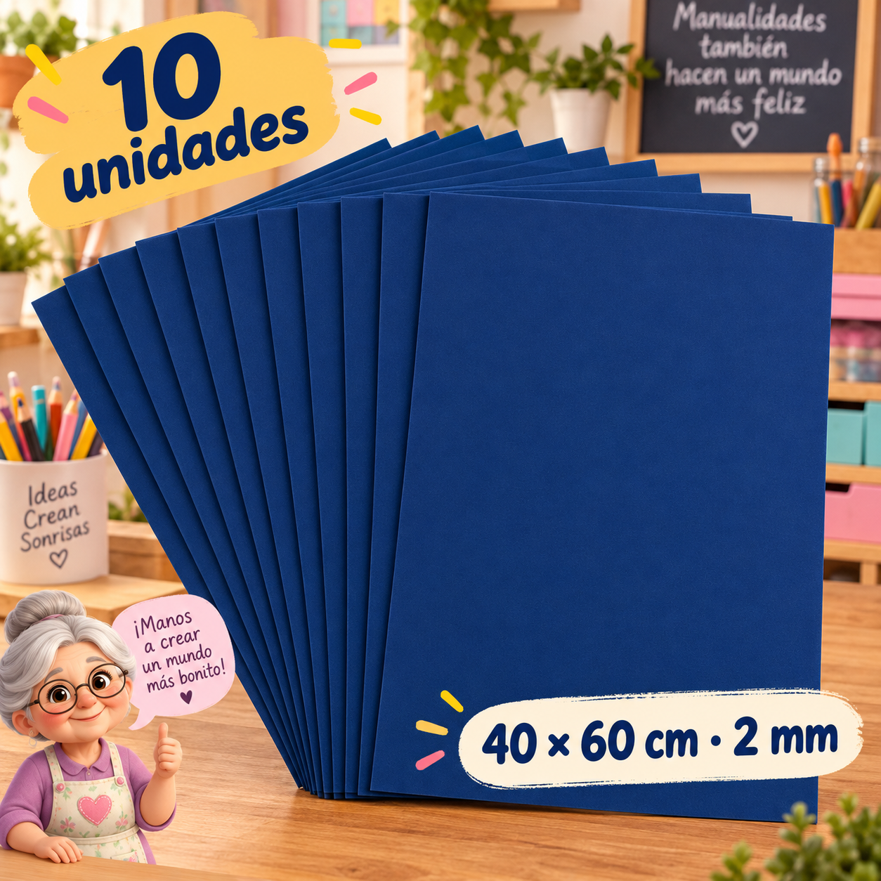 ge4060azosc Goma EVA Azul Oscuro 10 Unidades 40x60 cm 2mm - Imagen 1