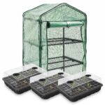 Kit Jardinería: Mini Invernadero Vertical 3 Bandejas + 3 Bandejas Almacigueras 48 Celdas