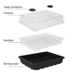 Kit Jardinería: Mini Invernadero Vertical 3 Bandejas + 3 Bandejas Almacigueras 48 Celdas - Imagen 8