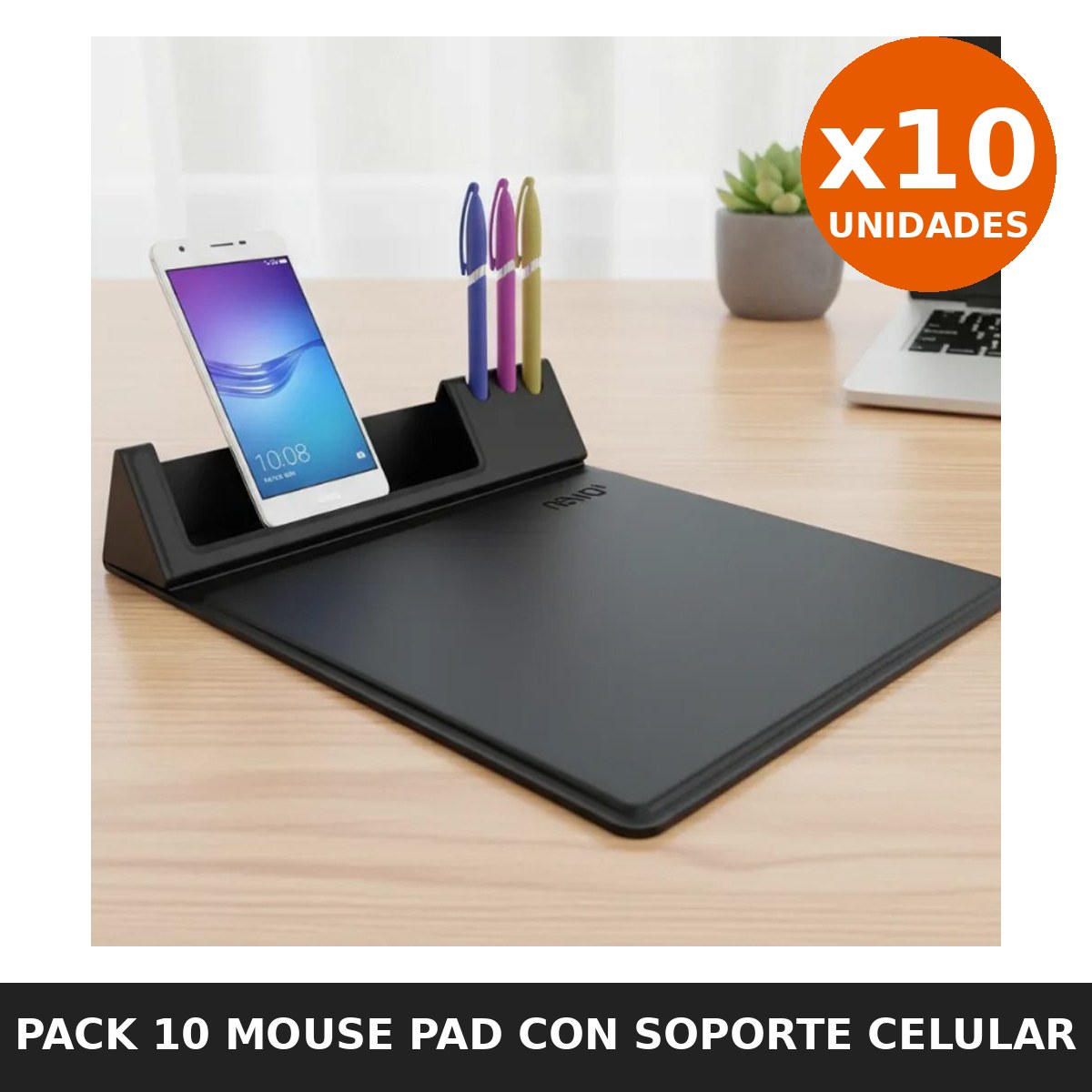 mps0110 Pack 10 Mouse Pad con Soporte Celular y Lapicero NW-MPS01 - Imagen 1