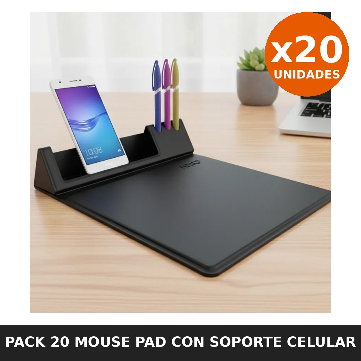 mps0120 Pack 20 Mouse Pad con Soporte Celular y Lapicero NW-MPS01 - Imagen 1