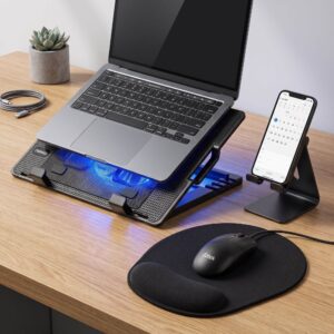 Pack Base Ventilador Notebook + Mouse Pad + Soporte de Celular (3 en 1)