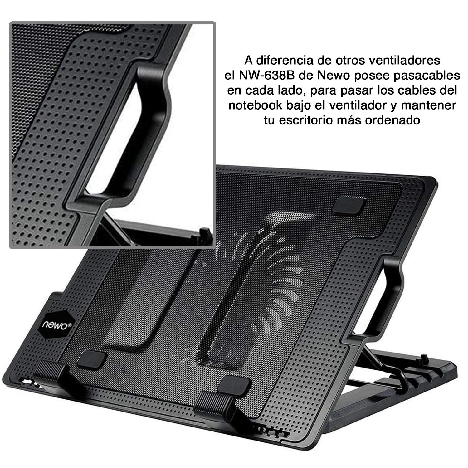 Ventilador notebook base ajustable Newo NW-638B - Imagen 7