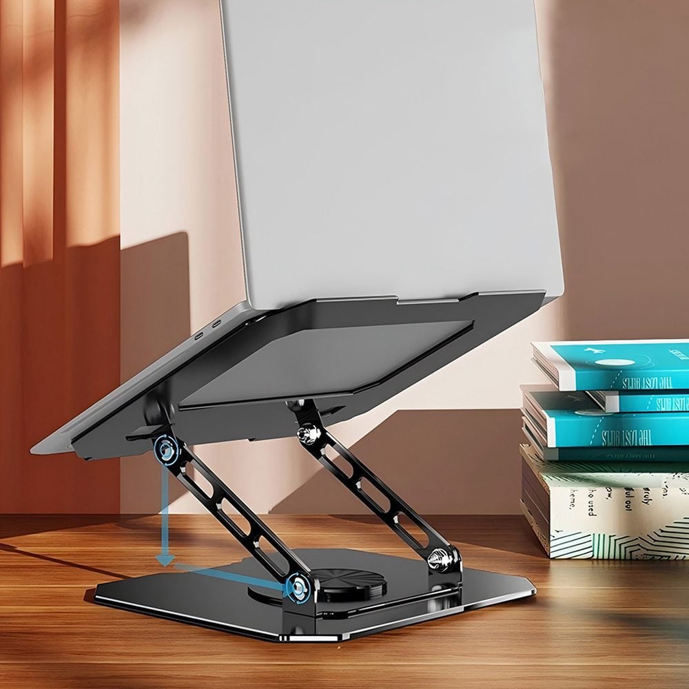 Soporte Notebook Giratorio aluminio negro ajustable 17" - Imagen 4