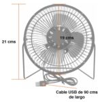 Ventilador USB Escritorio XL 19 cms metálico - Imagen 6