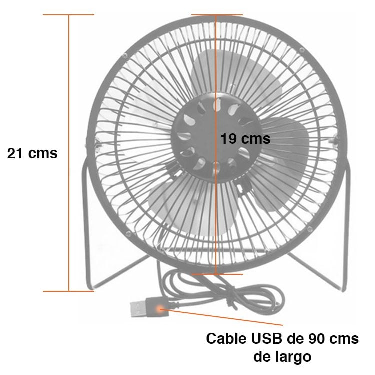 Ventilador USB Escritorio XL 19 cms metálico - Imagen 6