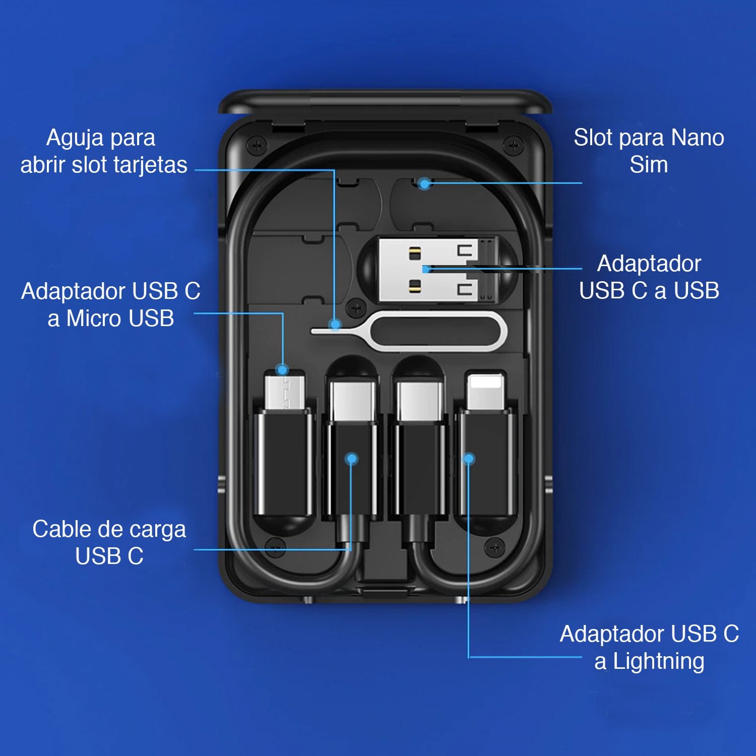 Kit adaptadores celular carga USB Micro y USB C - Imagen 6