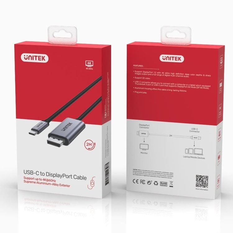 Cable USB C a Displayport 1.2 4K 60Hz 2 mts - Imagen 2