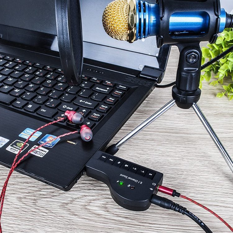 Tarjeta de sonido Audio USB Micrófono Audífonos 8.1ch - Imagen 4