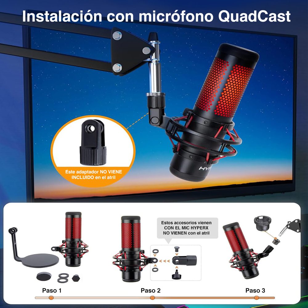 Brazo para micrófono ajustable Hyperx Blue Yeti - Imagen 7