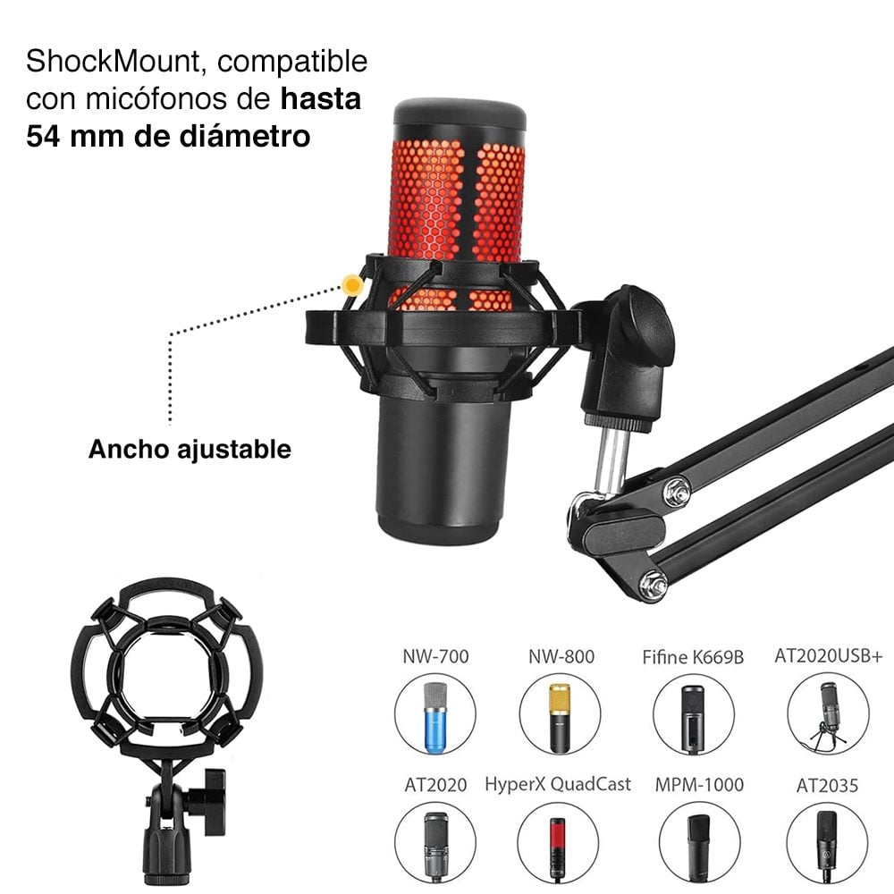 Brazo micrófono Hyperx Quadcast con antipop y aro led - Imagen 10