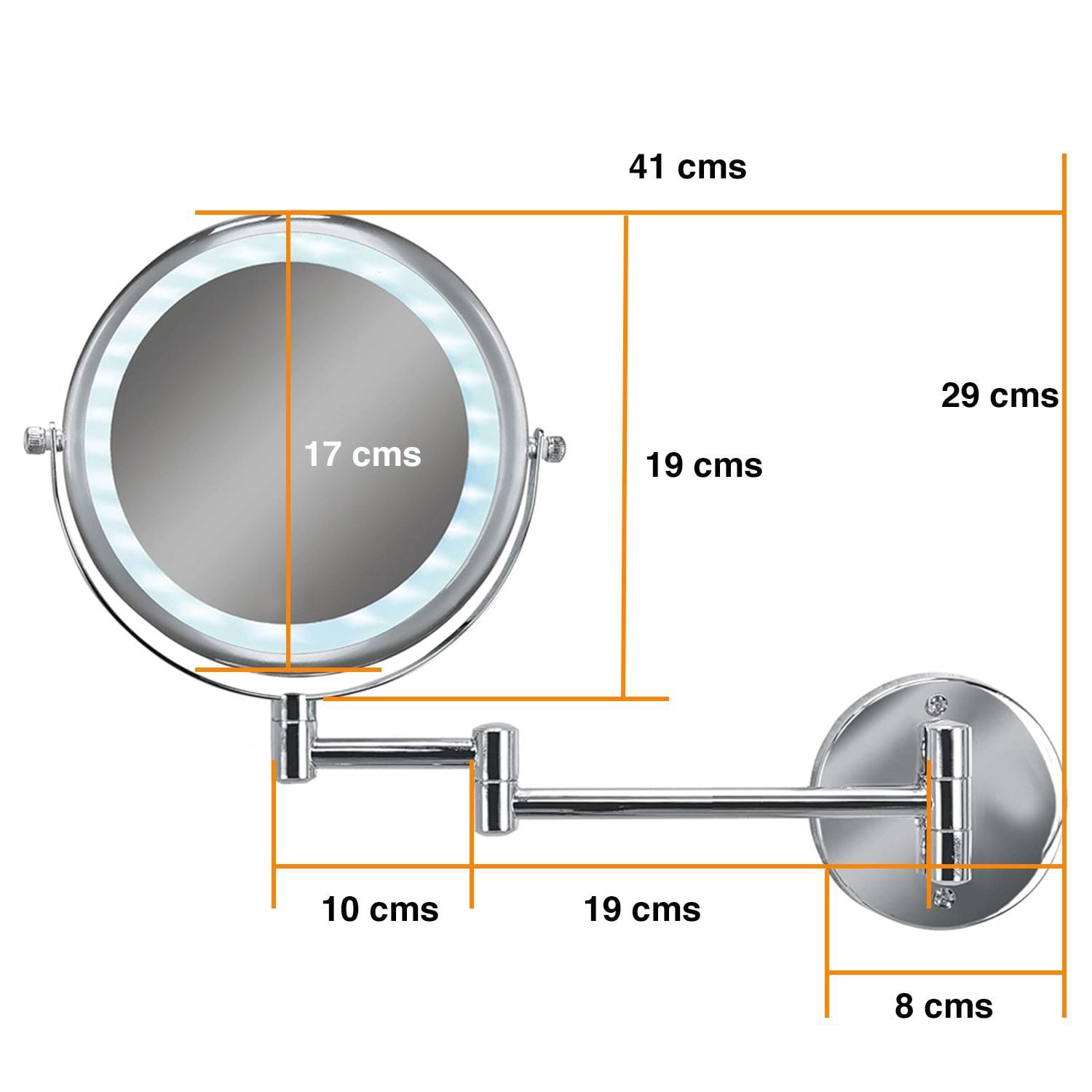 Espejo Led Baño Cosmético con Luz Articulado Abatible - Imagen 2