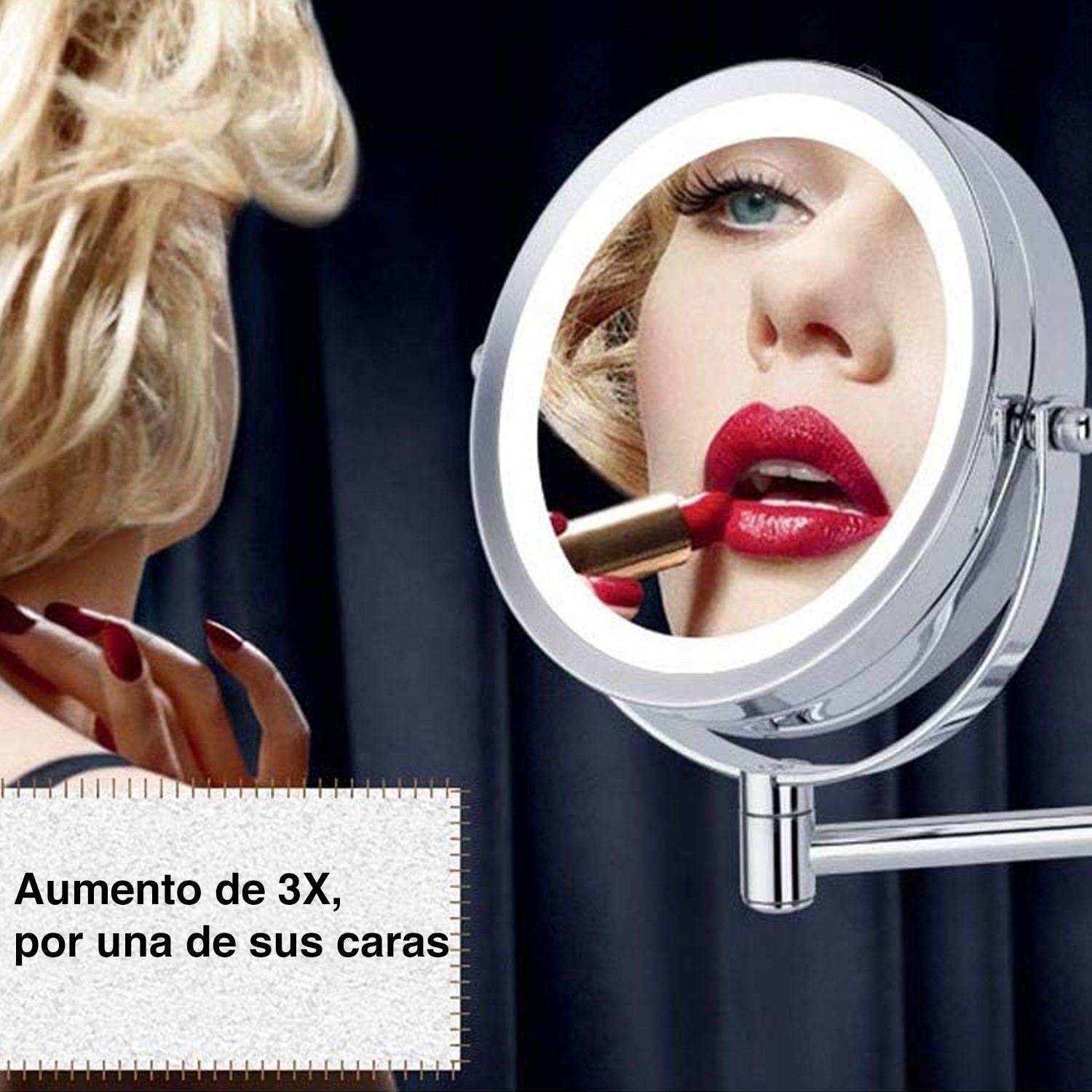 Espejo Led Baño Cosmético con Luz Articulado Abatible - Imagen 7