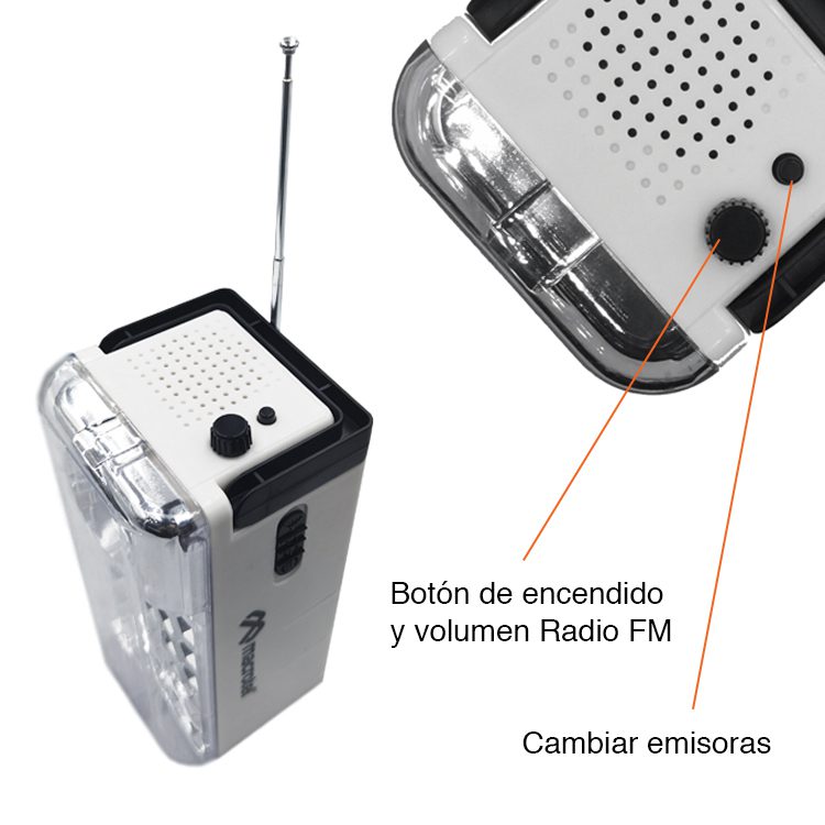 Luz emergencia con radio FM Foco led recargable - Imagen 3