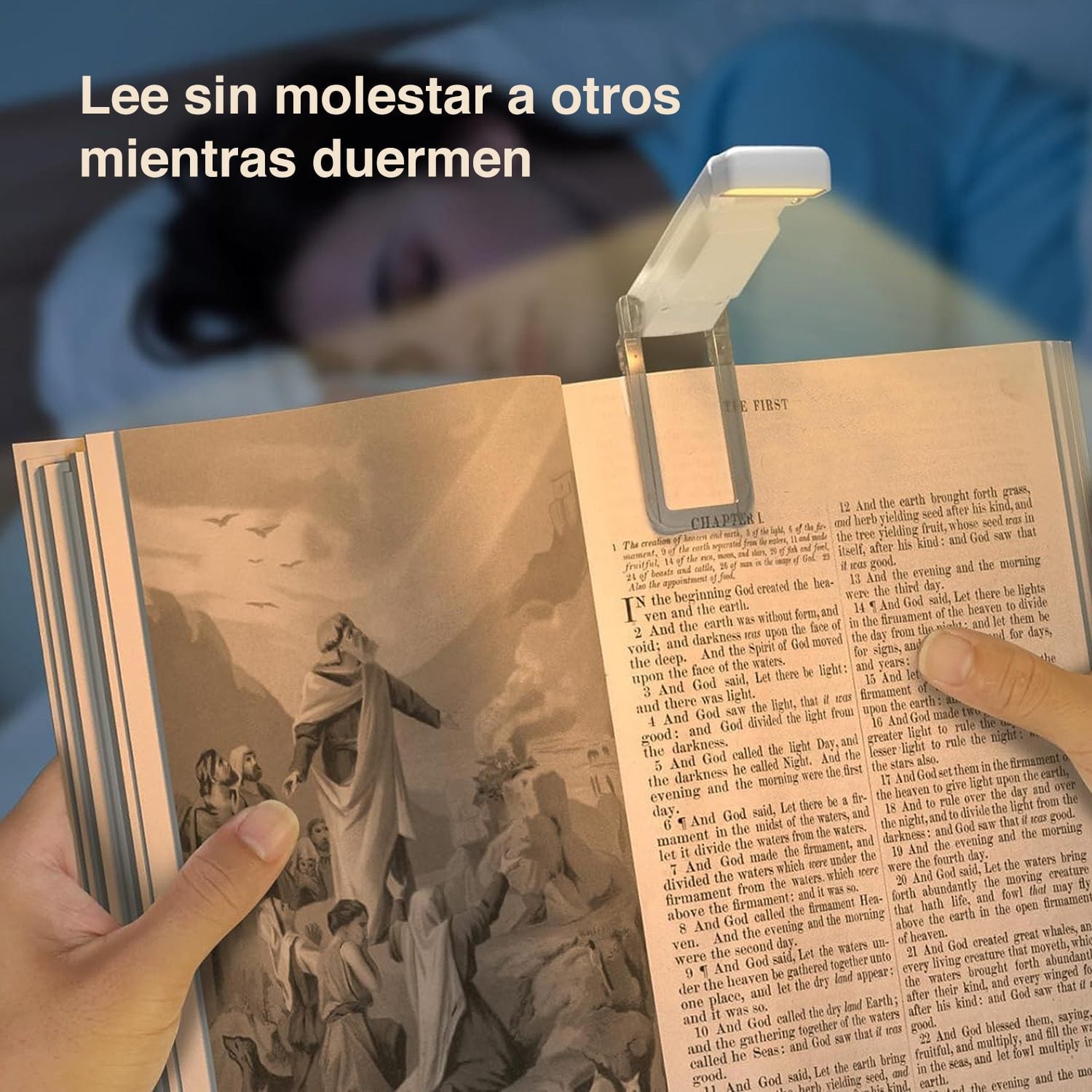 Luz lectura para leer libros cama noche ajustable - Imagen 5
