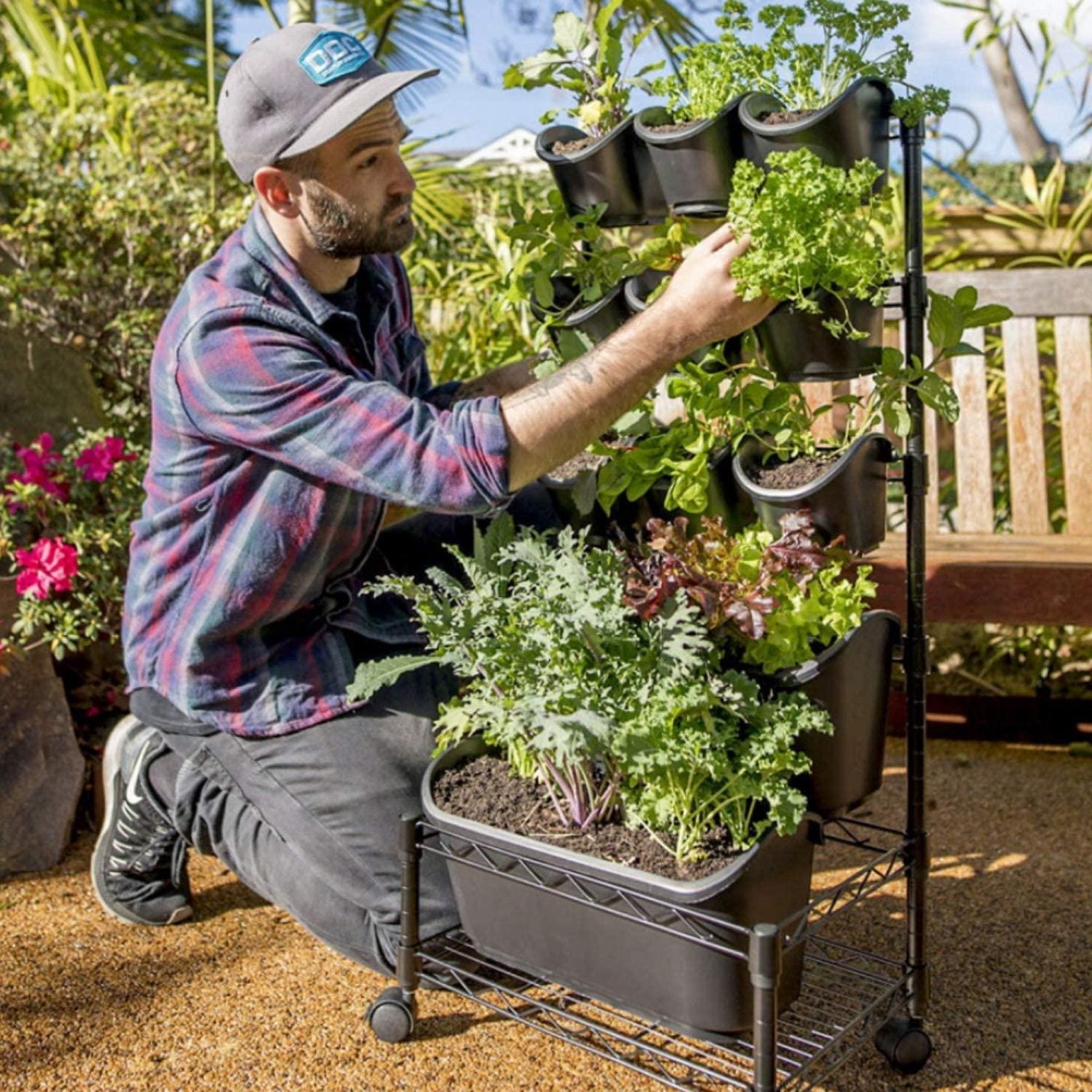 Huerto vertical con ruedas jardinera maceteros móvil - Imagen 6