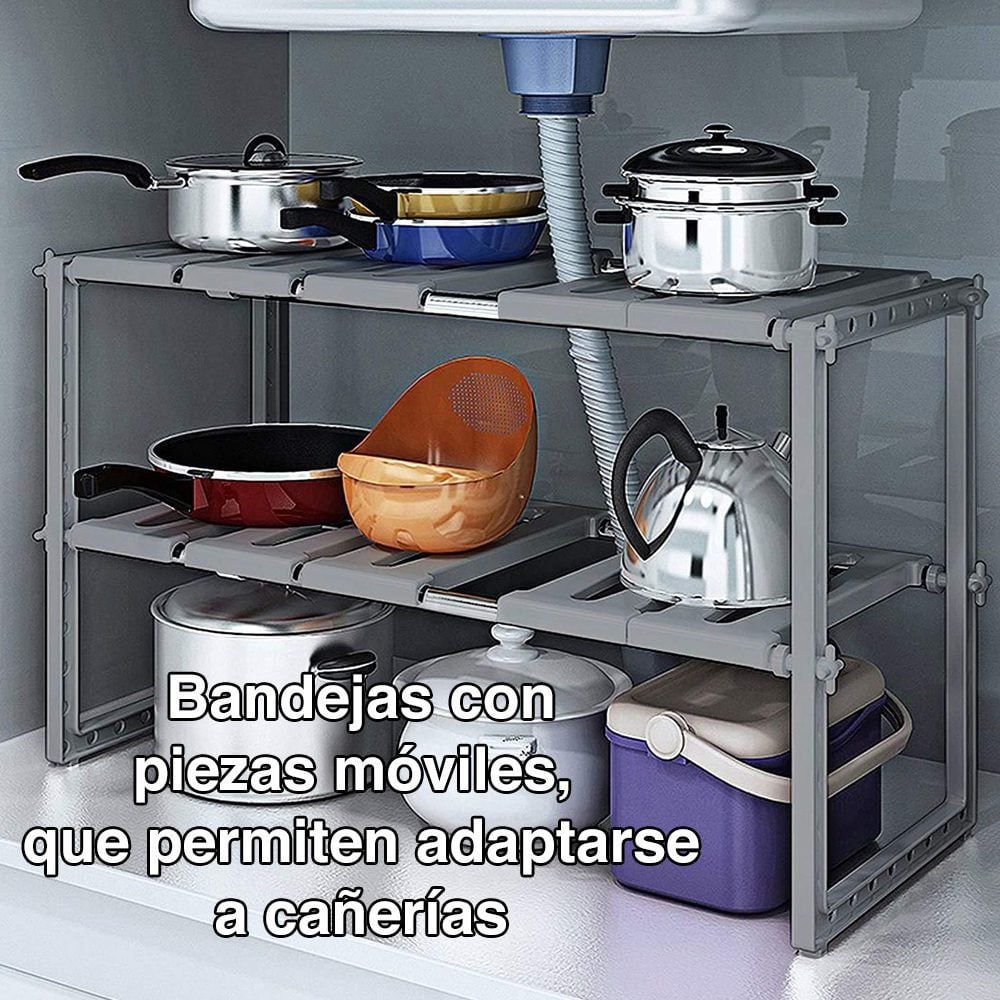 Organizador mueble cocina lavaplatos baño ajustable - Imagen 5