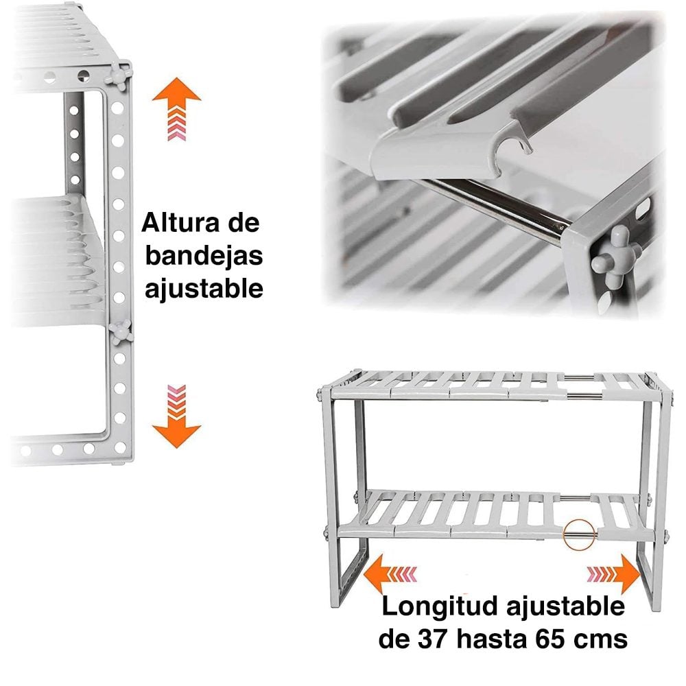 Organizador mueble cocina lavaplatos baño ajustable - Imagen 9