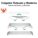Colgador ropa plegable pared oculto robusto 80 x 40 cms - Imagen 9