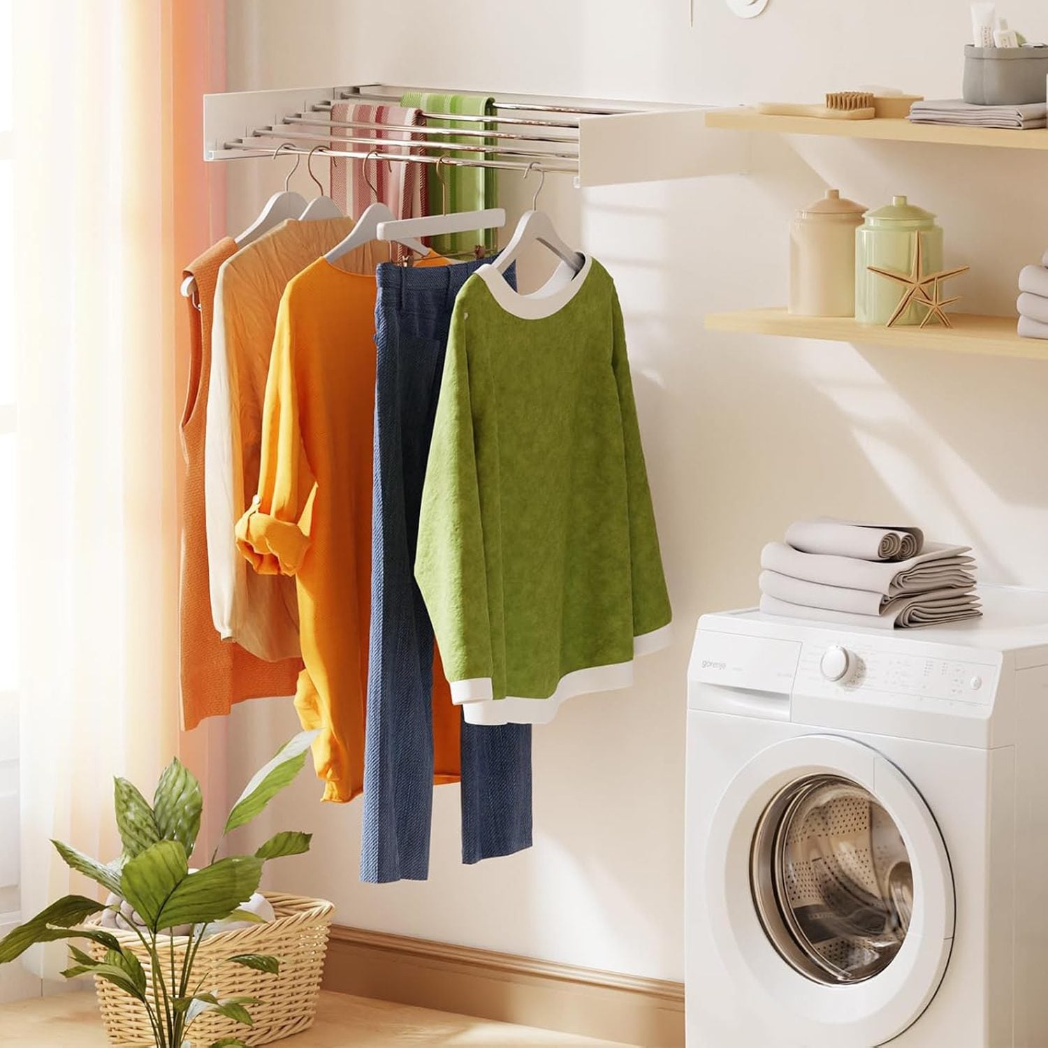 Colgador ropa plegable pared oculto robusto 80 x 40 cms - Imagen 7