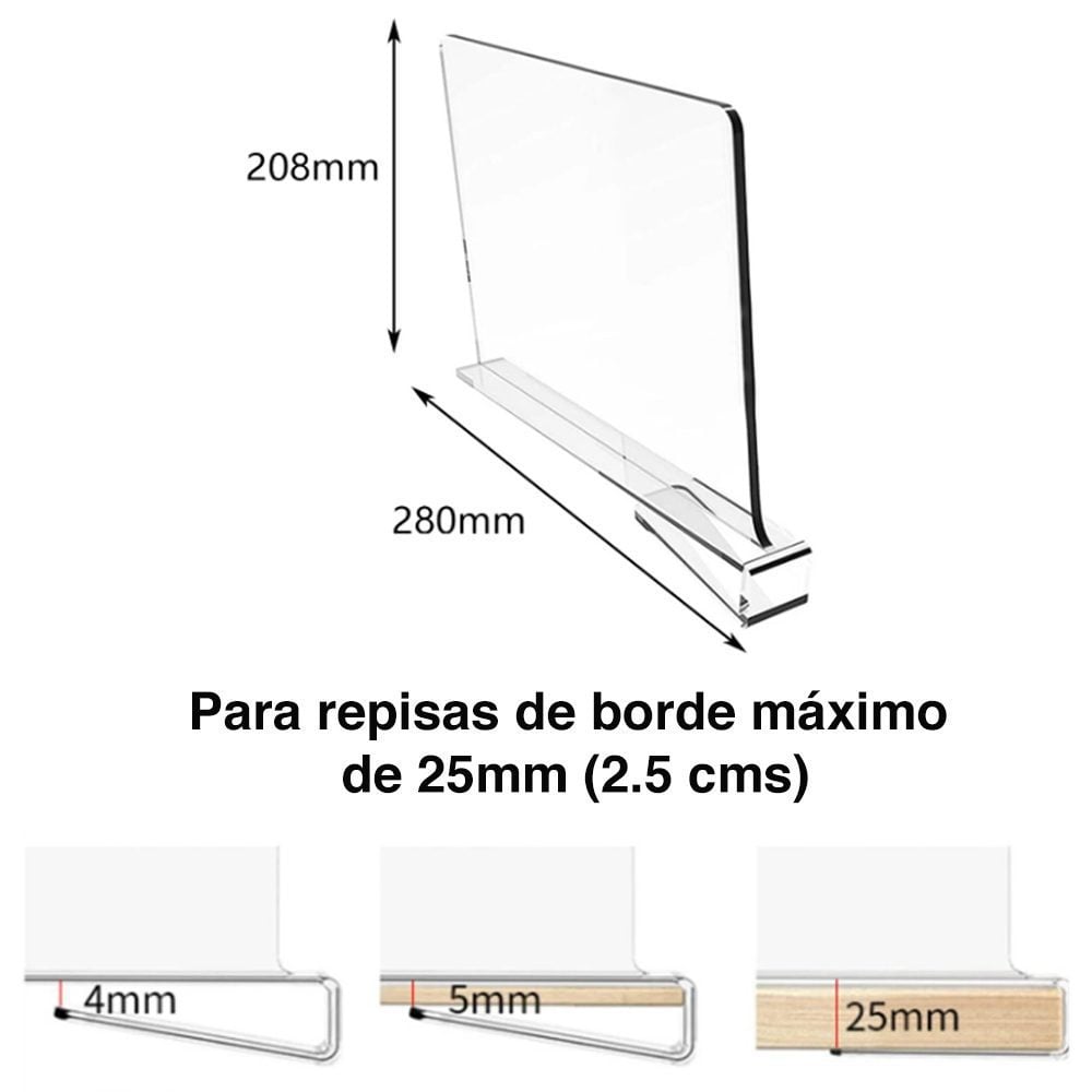 Separador repisas libros Acrílico muebles closet - Imagen 5