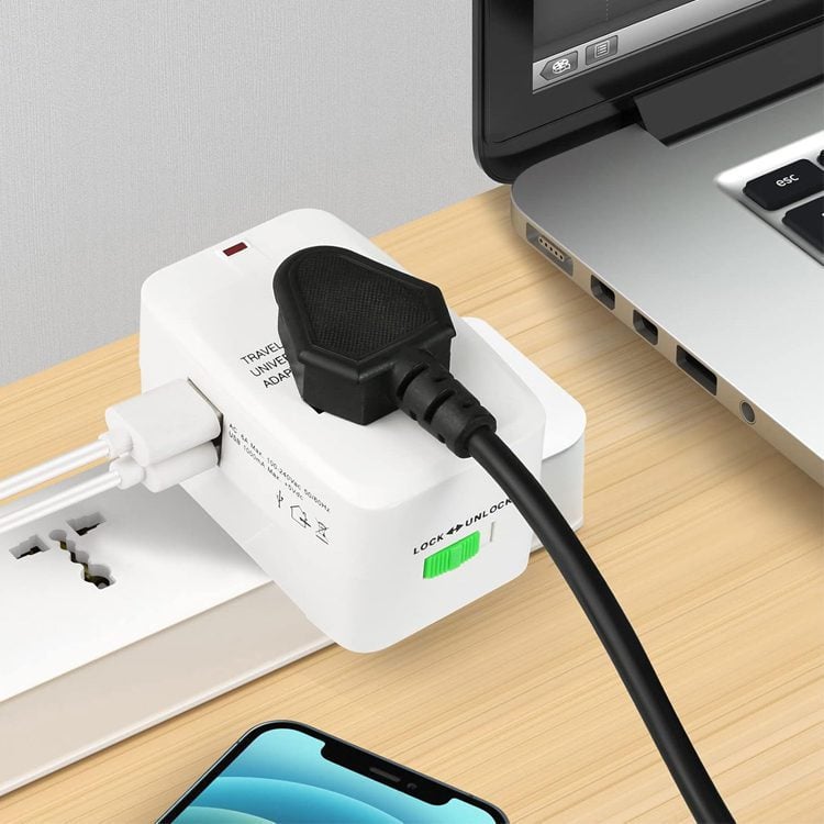 Adaptador enchufe viajes con 2 USB US Europa UK - Imagen 8