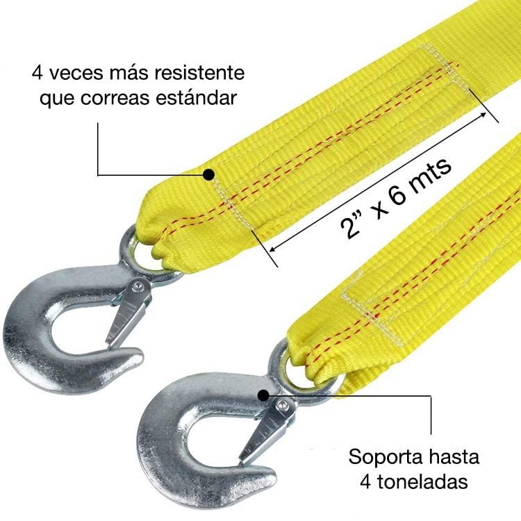 Correa Remolque 6 metros 2" 4 toneladas con ganchos - Imagen 3
