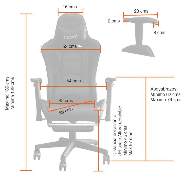 Silla Gamer Ergonómica con apoya pies rosada - Imagen 2