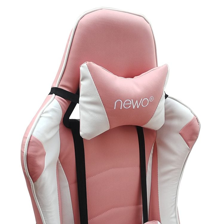 Silla Gamer Ergonómica con apoya pies rosada - Imagen 6