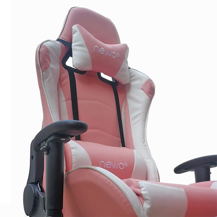 Silla Gamer Ergonómica con apoya pies rosada - Imagen 4