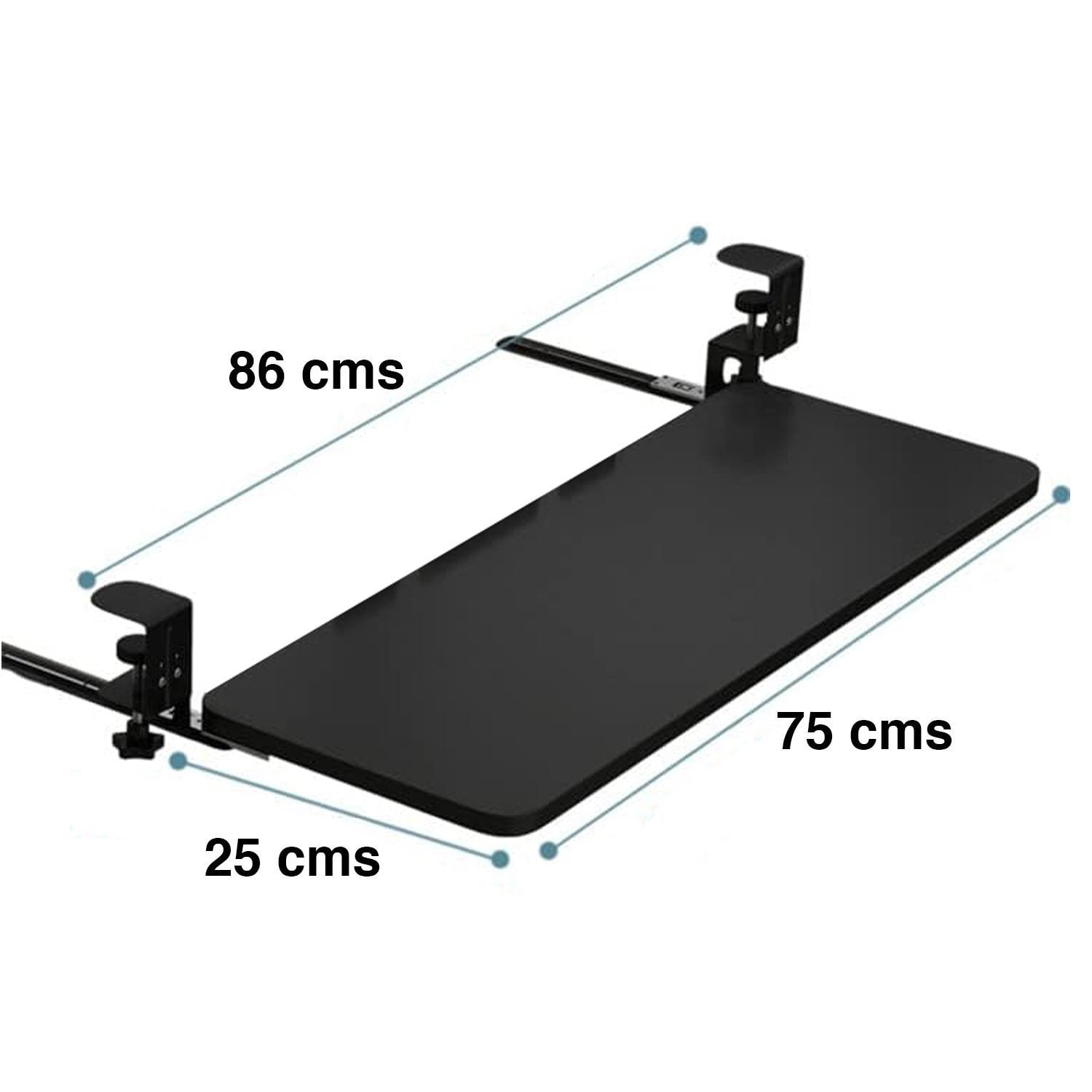 Bandeja teclado bajo escritorio con riel y prensa - Imagen 3
