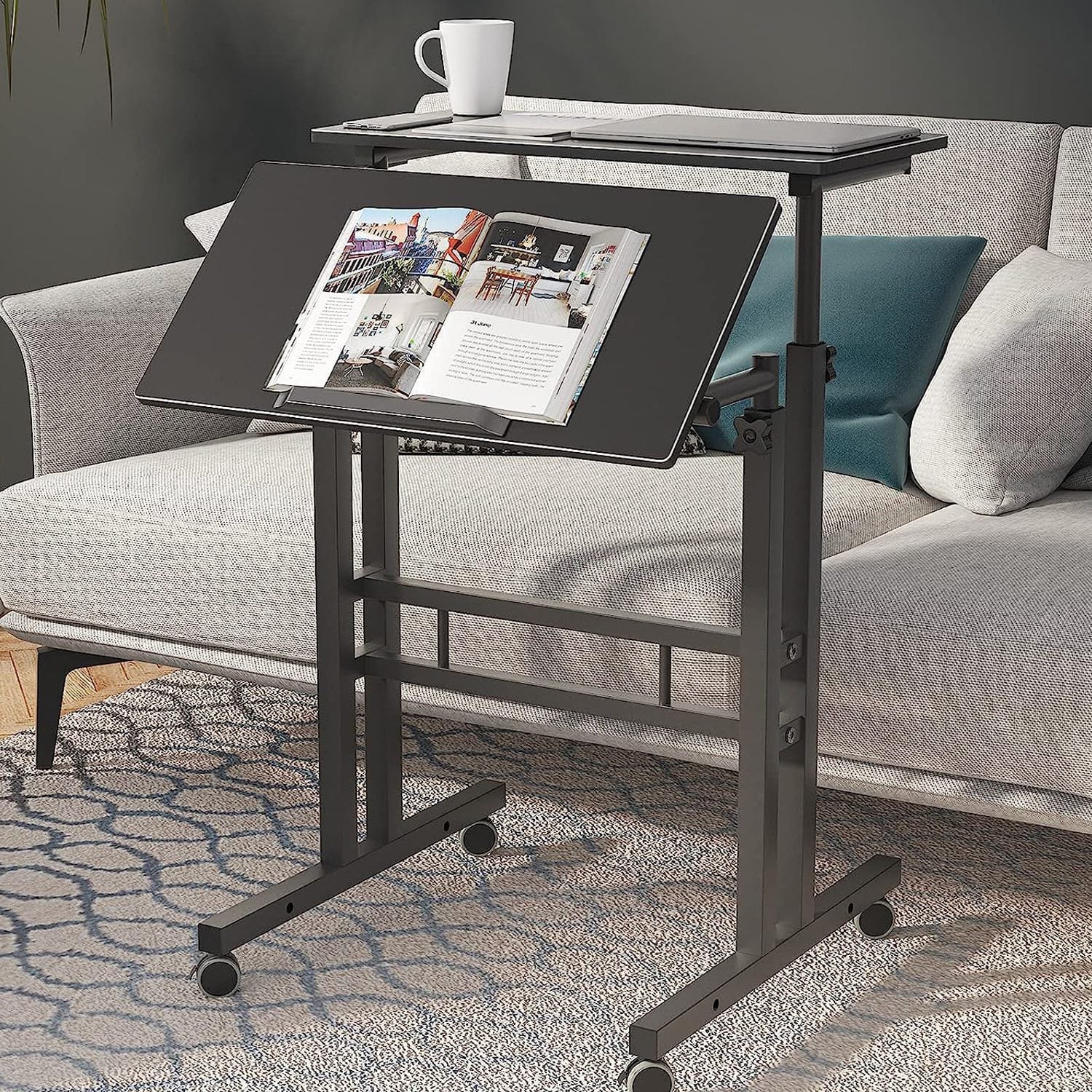 Escritorio mesa convertible altura ajustable con ruedas - Imagen 4