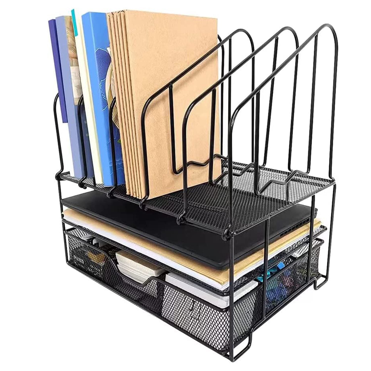 Organizador de escritorio oficina metálico con cajón - Imagen 2