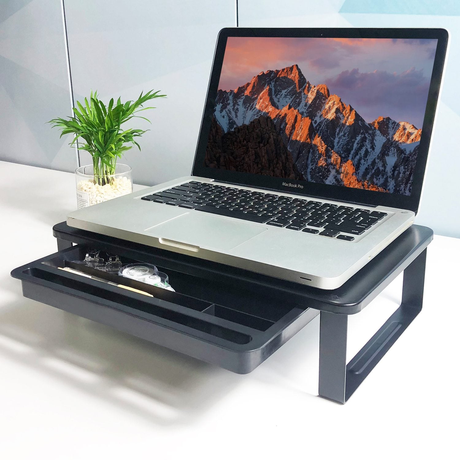 Alzador Monitor Pantalla Notebook con cajón y soporte celular - Imagen 3