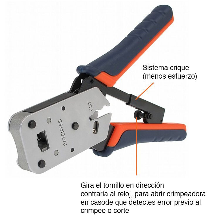 Crimpeadora cable red rj45 con trinquete HT-L2182R - Imagen 3