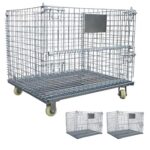 Jaula apilable metálica base ruedas x 3 unidades
