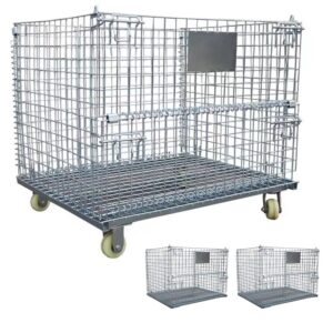 Jaula apilable metálica base ruedas x 3 unidades