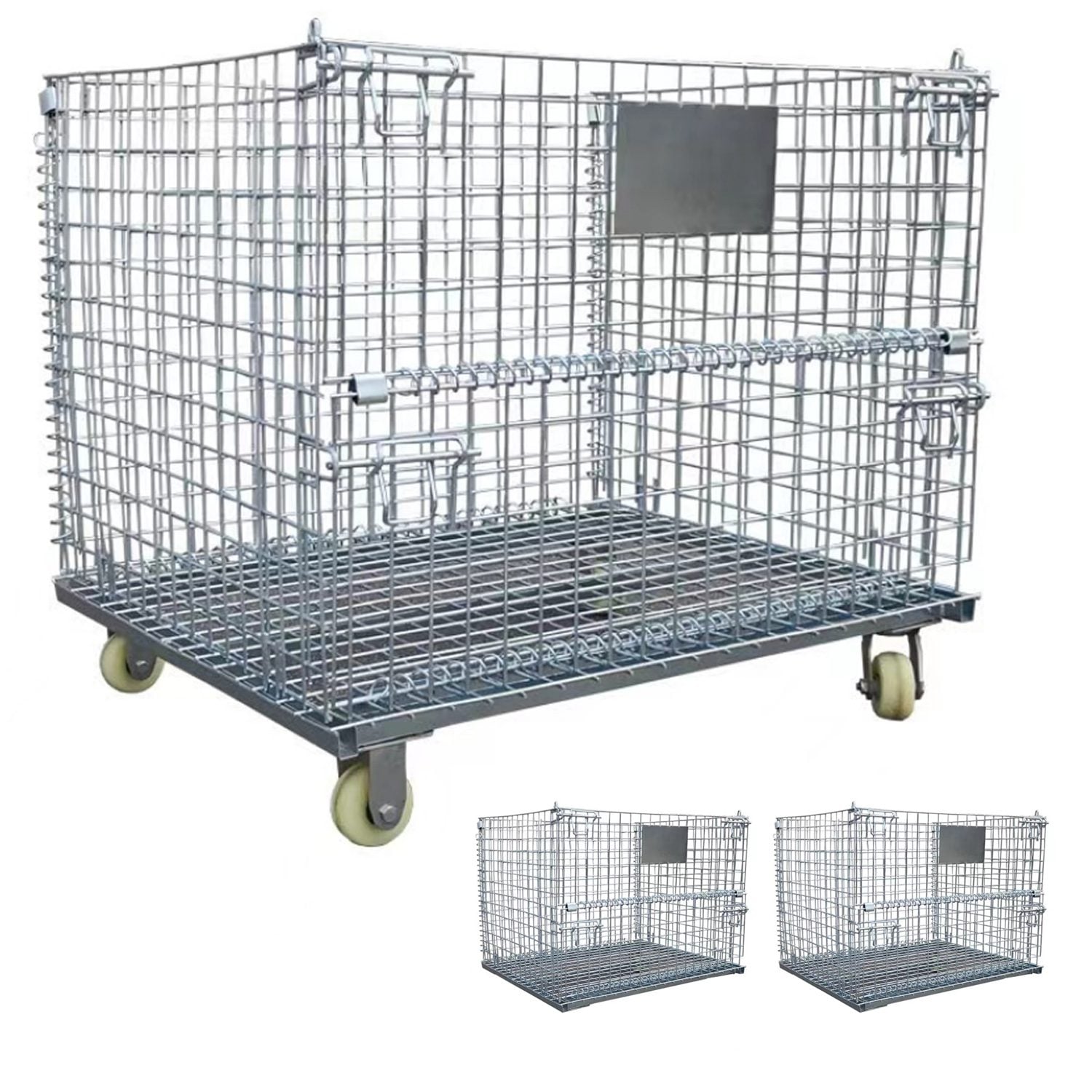 Jaula-apilable-metálica-base-ruedas-x-3-unidades Jaula apilable metálica base ruedas x 3 unidades - Imagen 1
